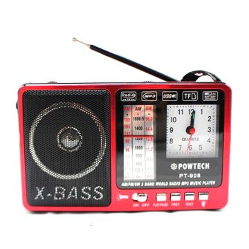 Radio FM MP3 Rechargeable POWTECH PT-908-U Avec Emplacement Carte Mémoire