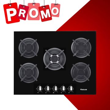 Plaque de Cuisson FOCUS F417B 5 Feux 70 cm- Noir