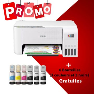 Imprimante à Réservoir Intégré EPSON ECOTANK L3256 3En1 Wi-Fi Couleur+ 6 Bouteilles (3 couleurs + 3 noirs) Gratuites