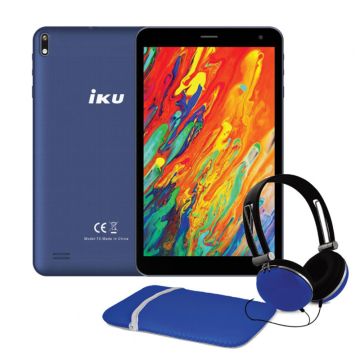 Tablette IKU T5 8 POUCES WI FI Bleu+Etui+ Casque Filaire