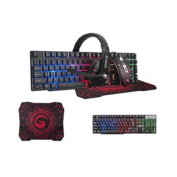 Pack Gaming MACRO G301 Clavier+Souris+Casque+Tapis Souris Noir et Rouge