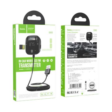 Bluetooth FM Transmetteur HOCO de Voiture E65 Noir