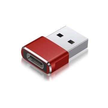 Adaptateur USB Male Vers USB Type C Femelle Rouge