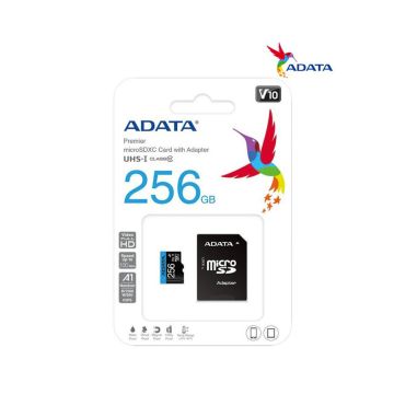 Carte Mémoire ADATA 256GB  Micro SDXC Class 10 Avec Adaptateur Noir