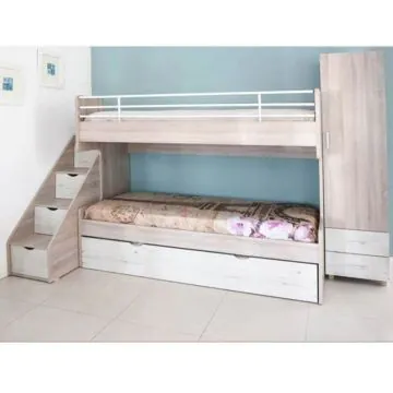 Chambre Enfant TWIN PLUS 168x248cm 1 Porte - Chène Brut / Chène Blanc