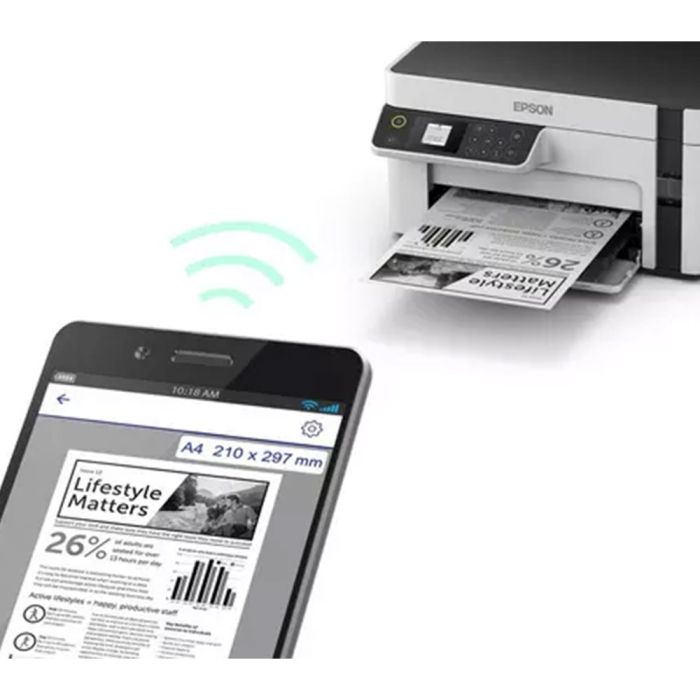 Imprimante Jet d'encre  EPSON Ecotank ET-M2120 Multifonction 3en1 Monochrome Noir & Blanc Wifi